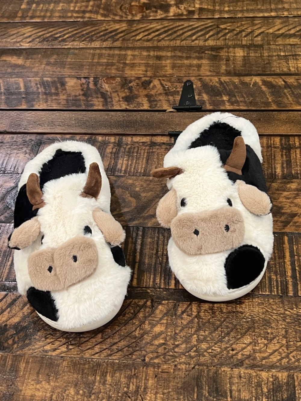 Cow Plush Slippers - Black and White